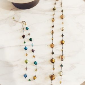 2 Necklaces with 1 pair of matching earrings